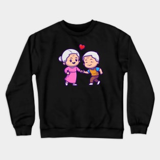Cute Grandparents Couple Dancing Cartoon Crewneck Sweatshirt